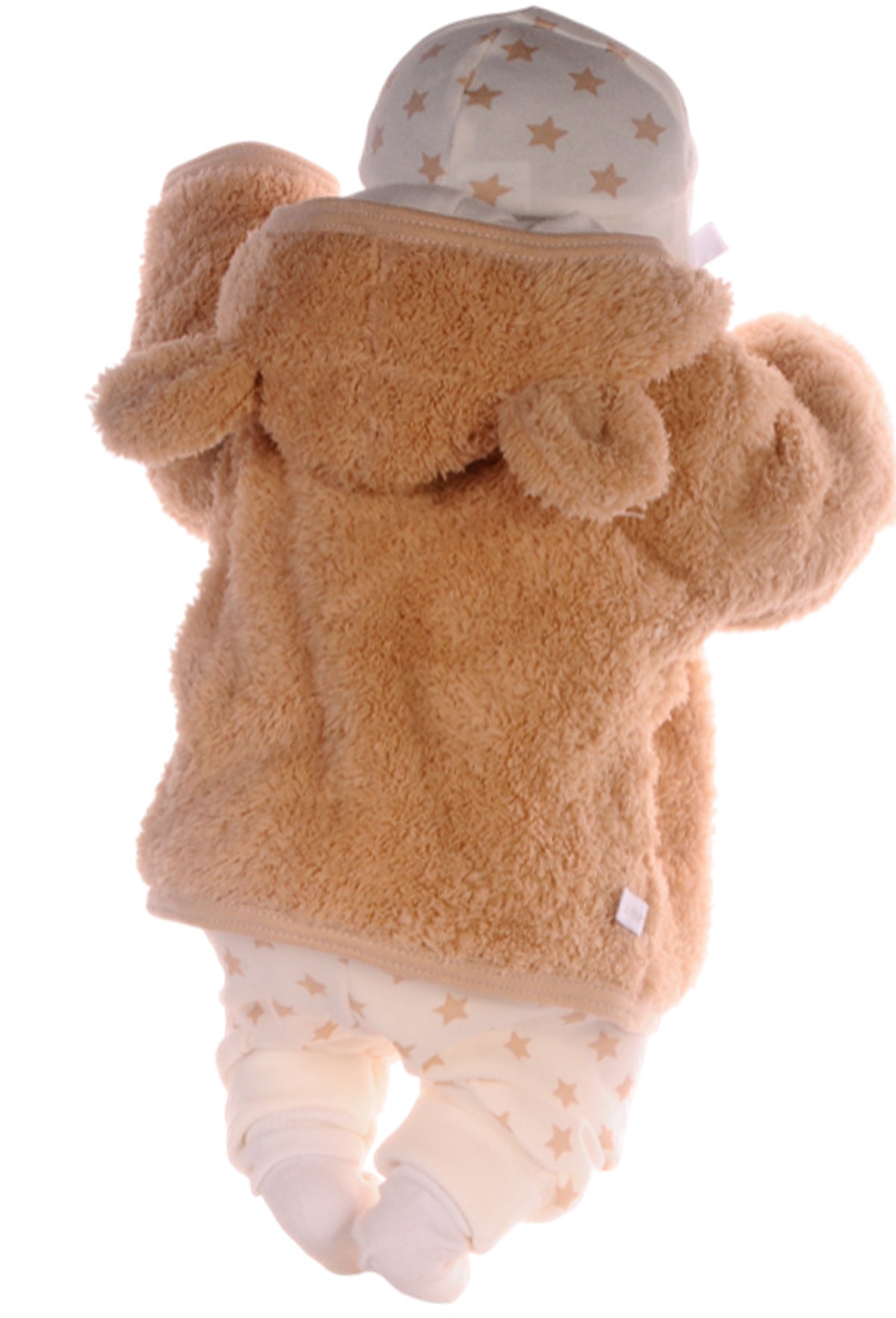 Baby Jacke in beige mit Bärchen Fleece Jäckchen