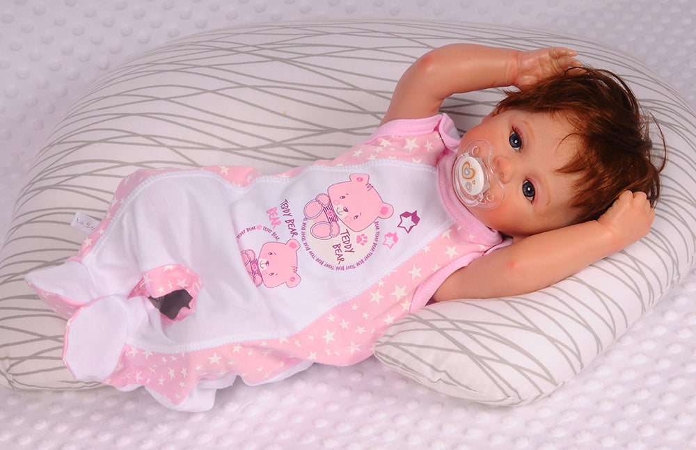 Strampler Mütze und Hemdchen Baby Anzug in Rosa mit Bären