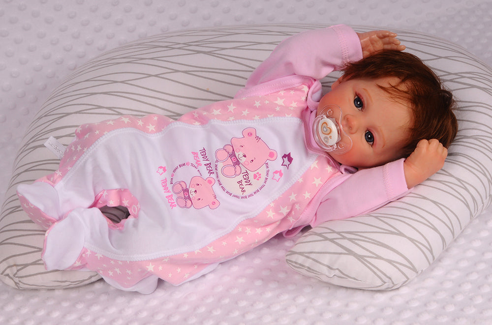 Strampler Mütze und Hemdchen Baby Anzug in Rosa mit Bären