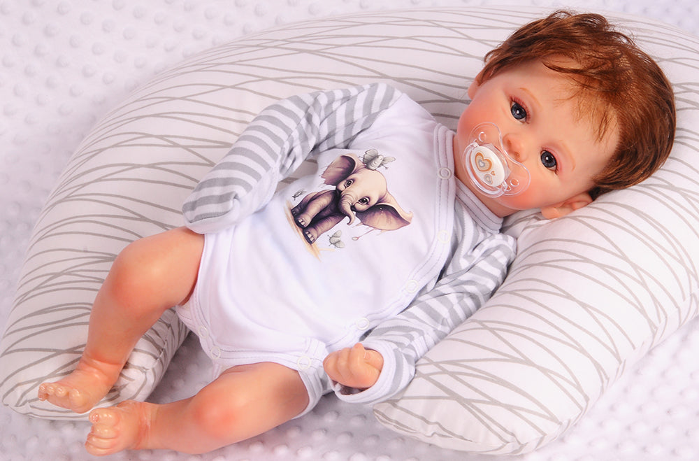 Baby Body Wickelbody langarm in Weiß gestreift