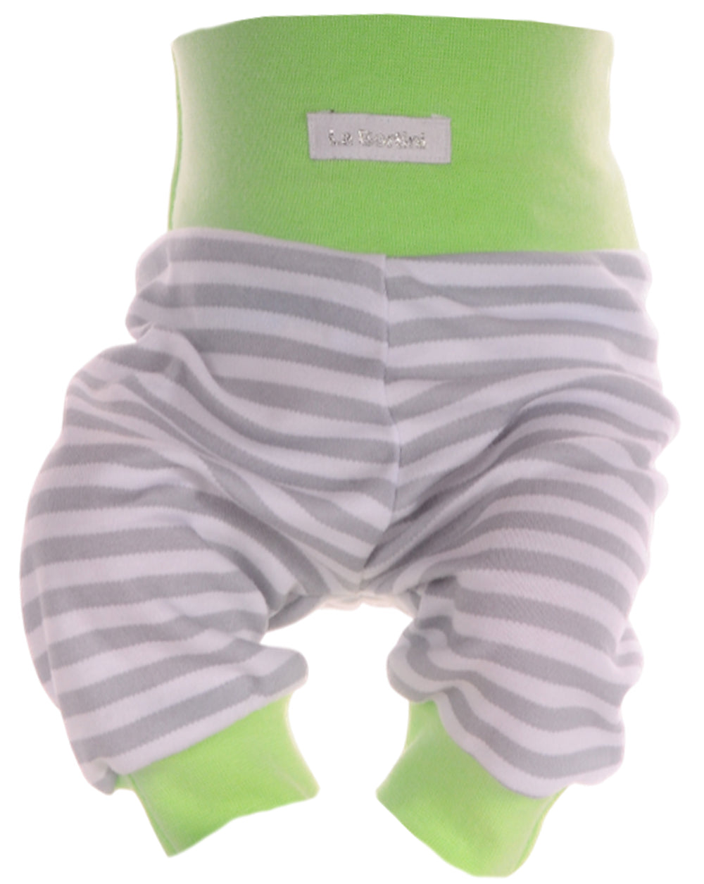 Baby Anzug Wickelbody Hose Mütze in Grün mit Waschbär
