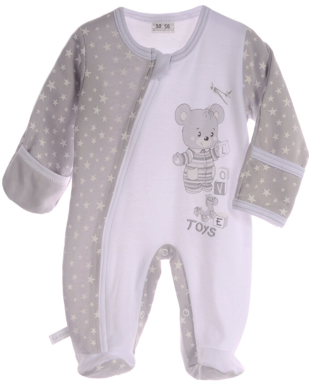 Baby Strampler Schlafanzug mit Kratzschutz in Grau