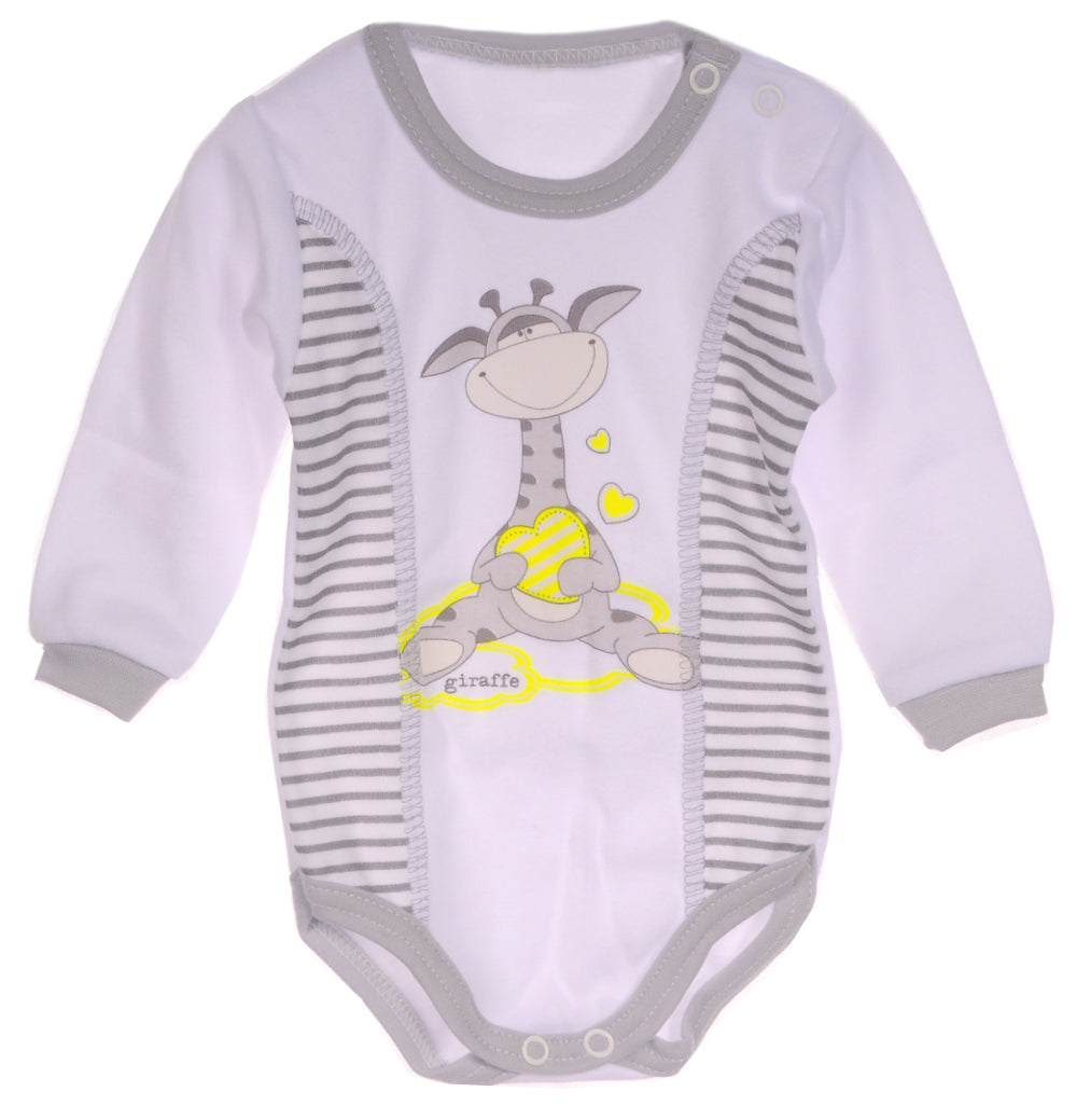 Body langarm in Weiß gestreift mit Giraffe Aufdruck