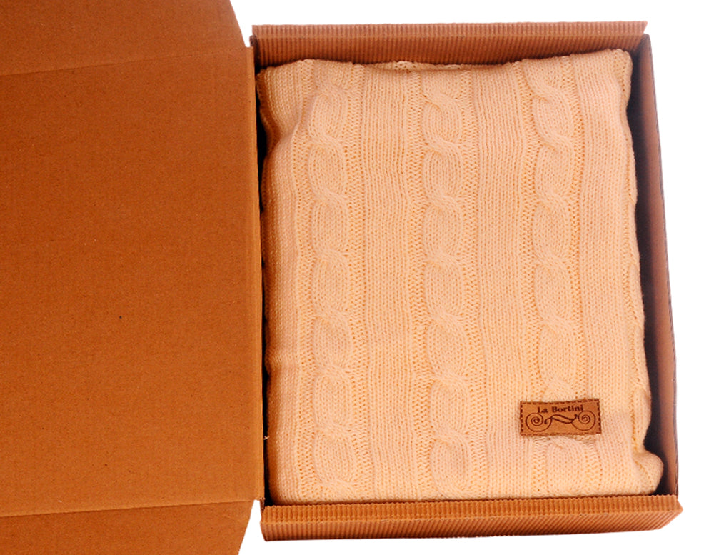 Baby Decke Strickdecke 65x95cm in Creme aus Baumwolle