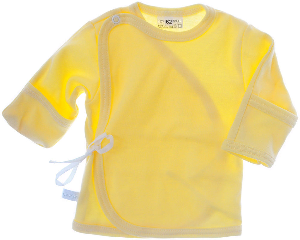 Wickelshirt Baby Wickelhemdchen in Gelb Erstlingsshirt mit Kratzschutz