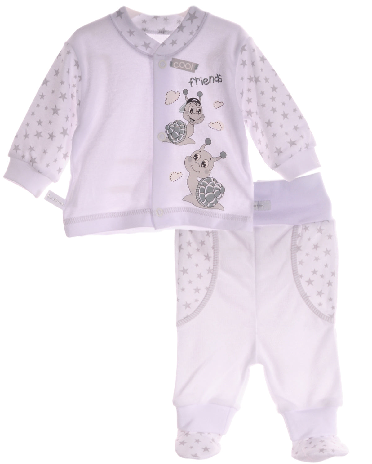 Hose Baby Anzug 2Tlg Hose und Hemdchen in Weiß mit Schecken