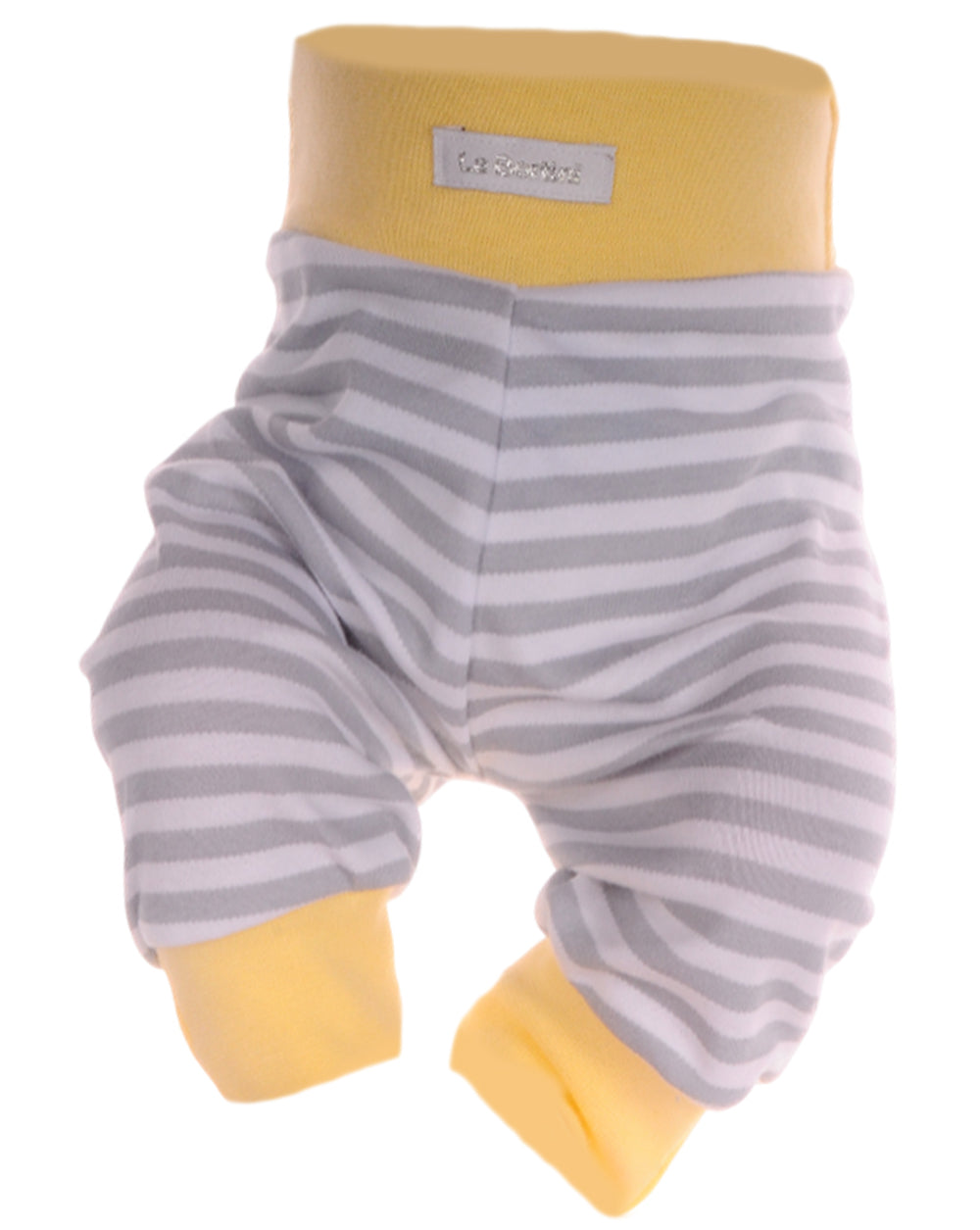 Baby Anzug Wickelbody Hose Mütze in Gelb mit Waschbär