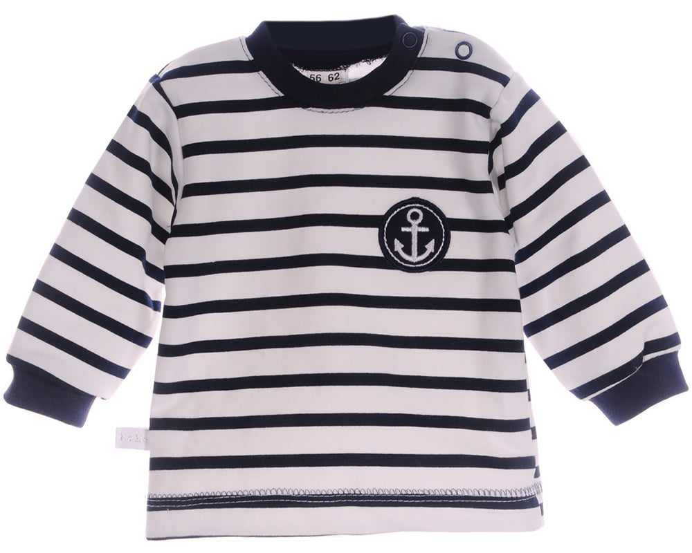 Langarmshirt Baby T-Shirt Erstlingsshirt in Blau gesztreift Pulli