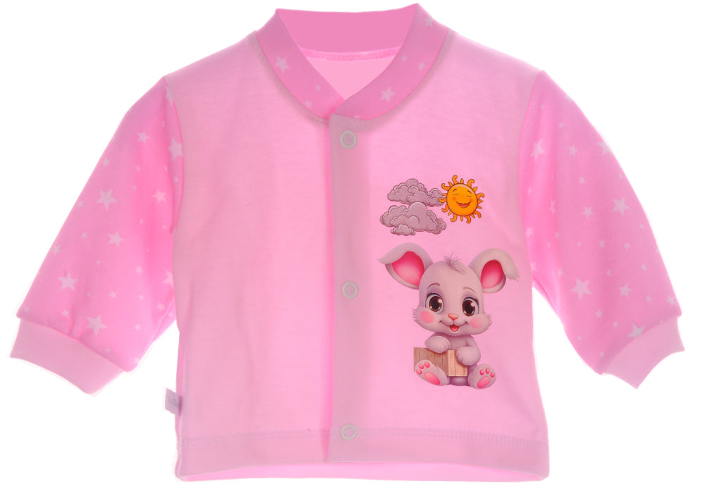 Baby Hemdchen Erstingsshirt in Rosa mit Hasen Aufdruck