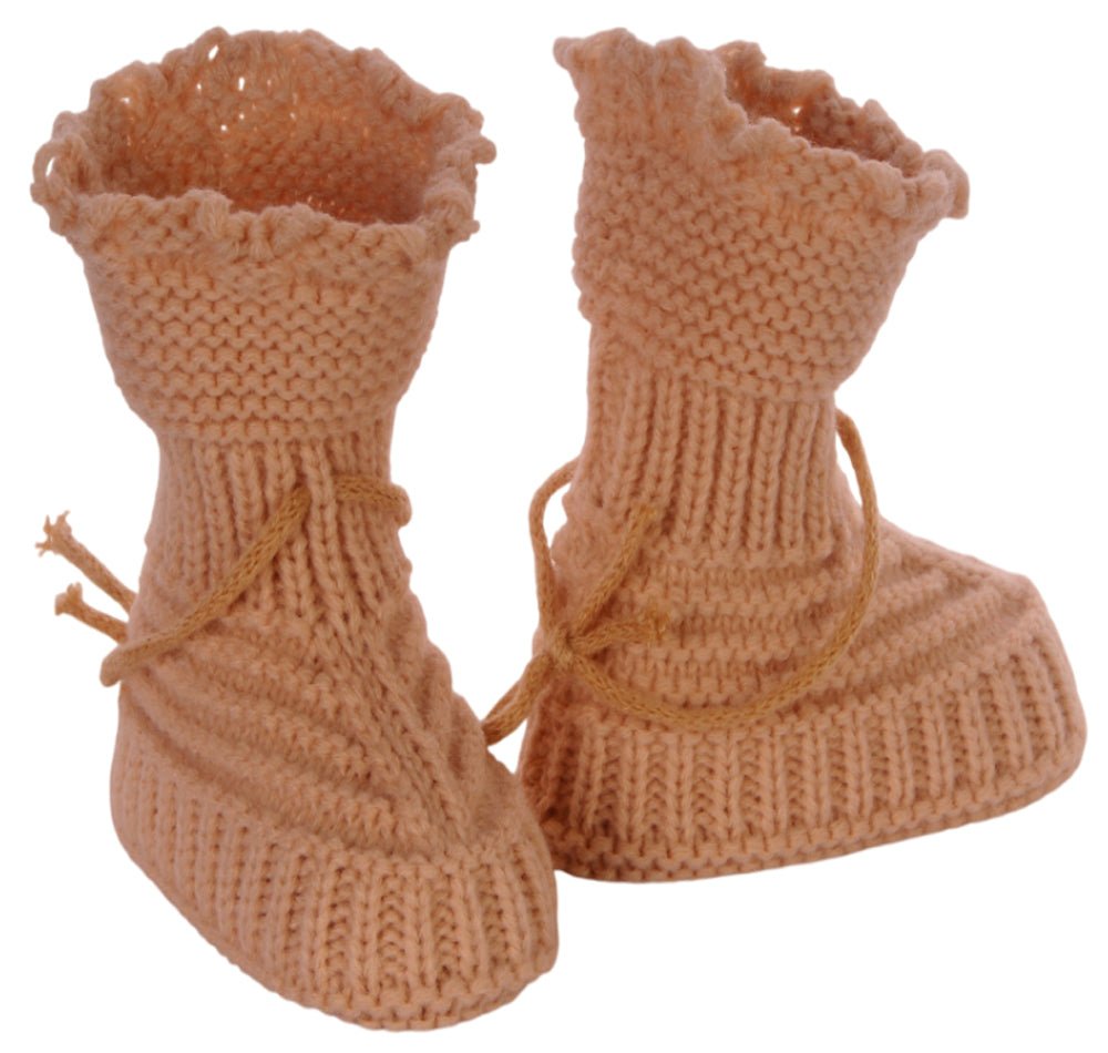 Baby Strickschuhe Booties Füßlinge 0-6Mon in Beige neutral