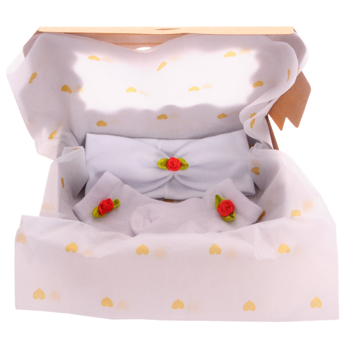 Socken und Stirnband Baby Set in Weiß festlich Erstlingsset