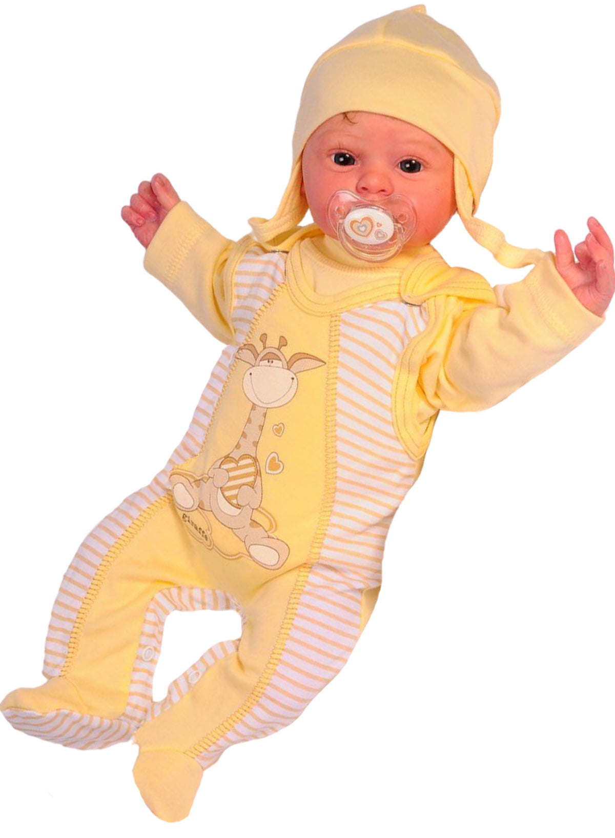 Strampler Mütze und Hemdchen Baby Anzug 3Tlg