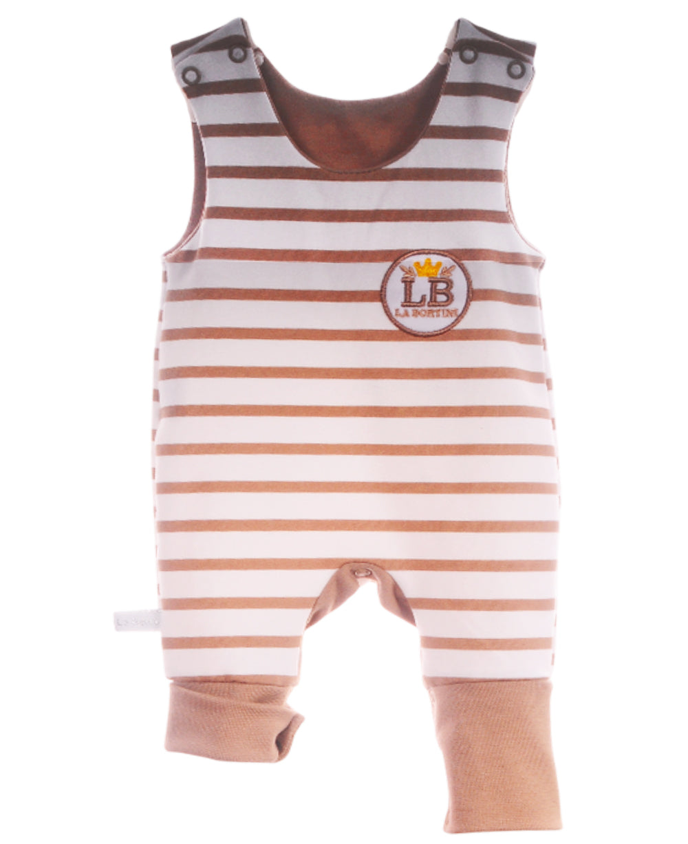 Baby Anzug 2-teilig in Weiß-Beige Strampler und Langarmshirt