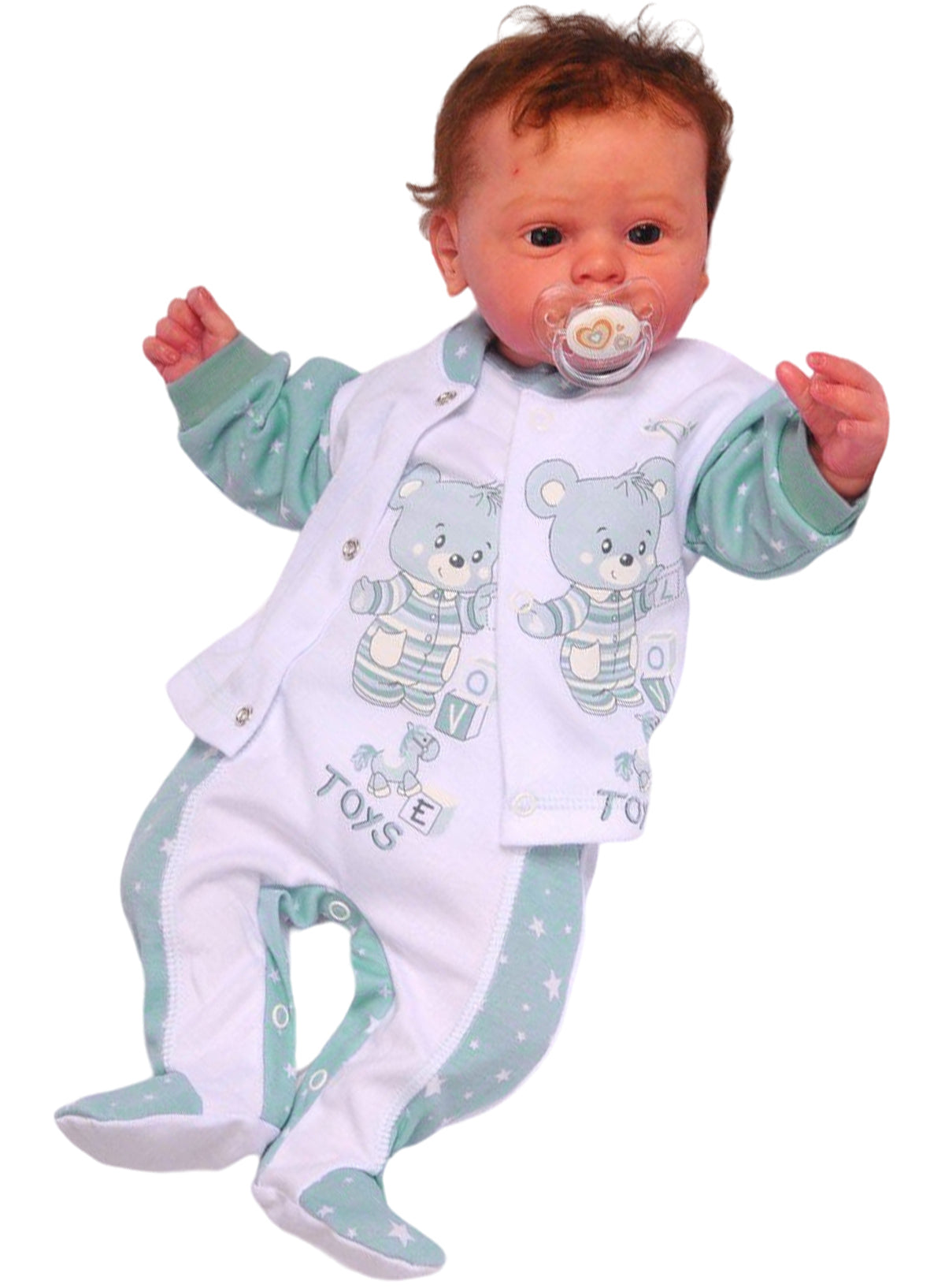 Strampler und Hemdchen Baby Anzug mit Sternchen Muster und Bären Aufdruck