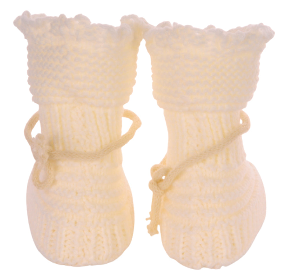 Baby Strickschuhe Booties Füßlinge 0-6Mon in Creme
