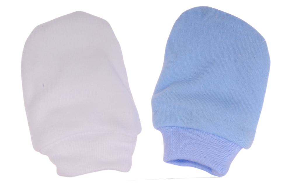 Baby Kratzfäustlinge 2er Pack in weiß und blau Kratzhandschuhe