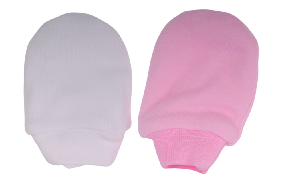 Baby Kratzfäustlinge 2er Pack in weiß und rosa Kratzhandschuhe