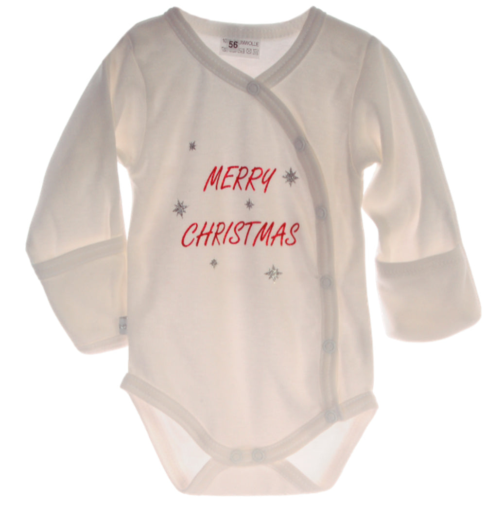 Baby Anzug für Weihnachten Wickelbody Hose Mütze Socken Set in Rot gestreift