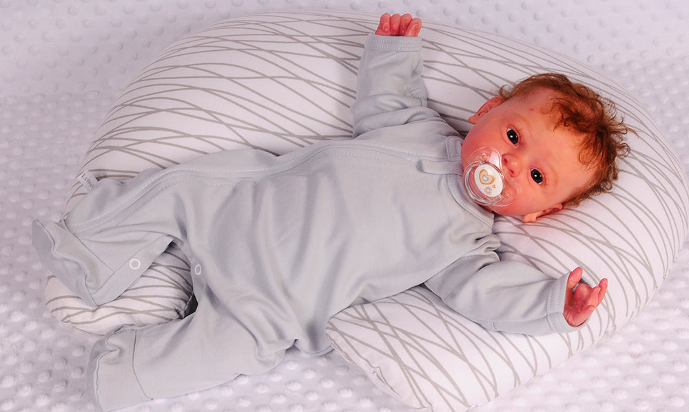 Baby Strampler Schlafanzug in Grau mit Reißverschluss