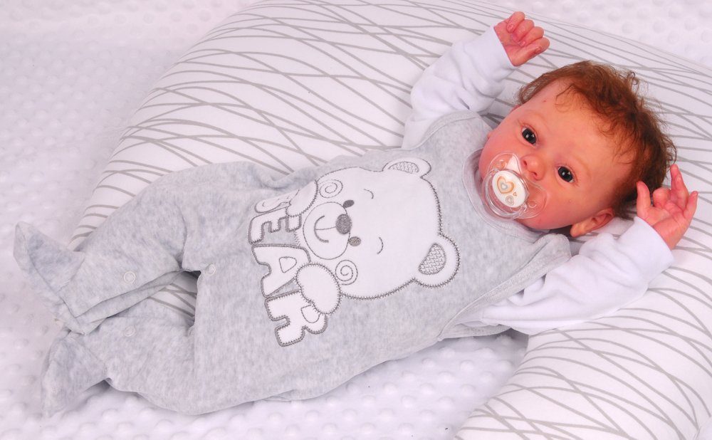 Strampler und Shirt Baby Anzug in Grau Weiß