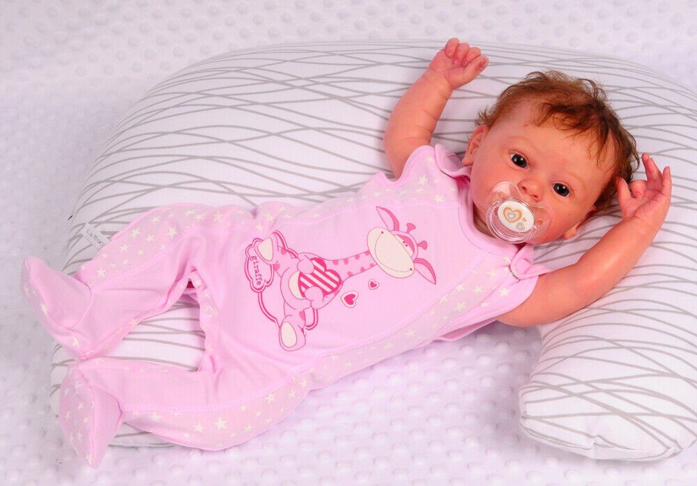 Strampler Mütze und Hemdchen Baby Anzug in Rosa mit Giraffen und Sternen Erstlingsset
