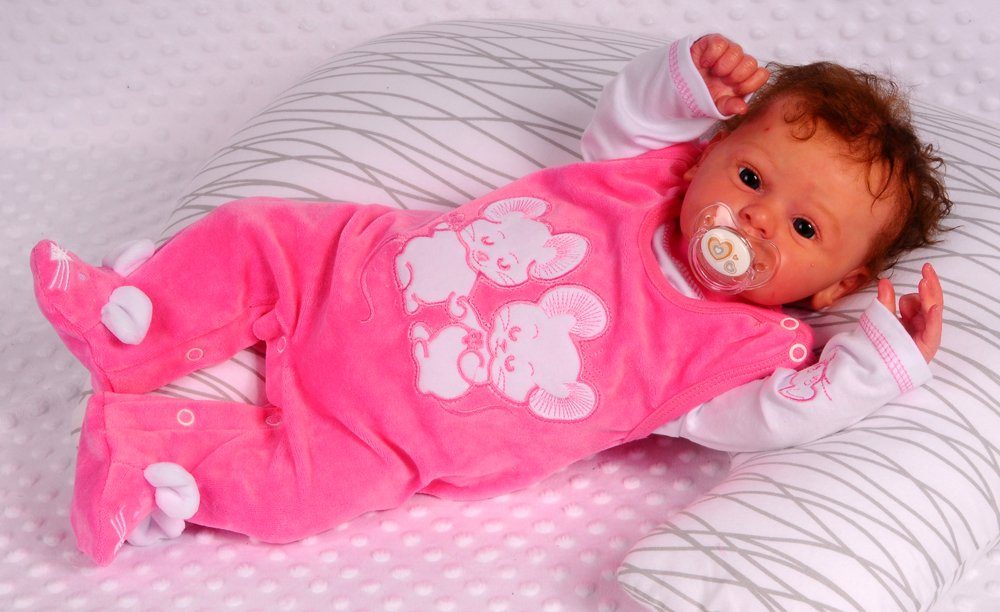 Strampler und Shirt Baby Anzug in Rosa mit Mäuschen