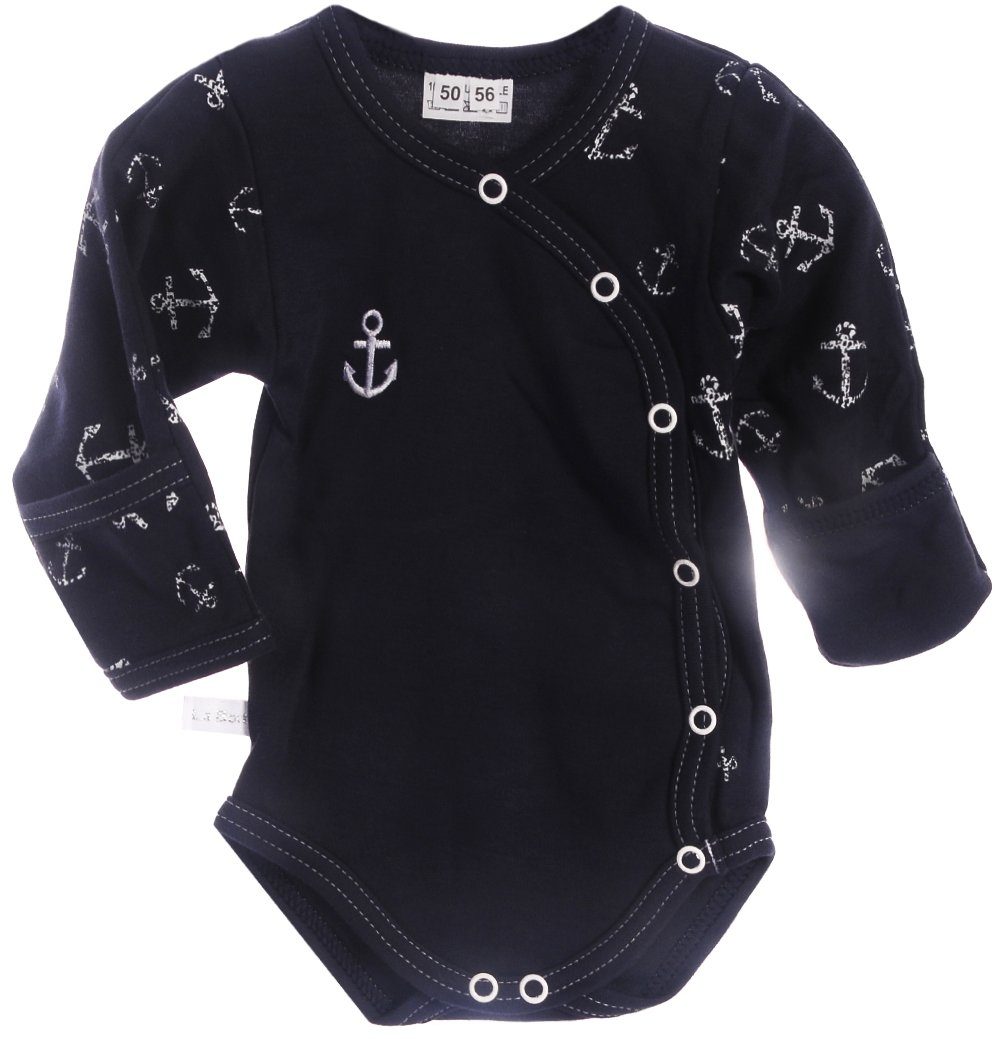 Body Baby Wickelbody mit Anker Muster in Blau