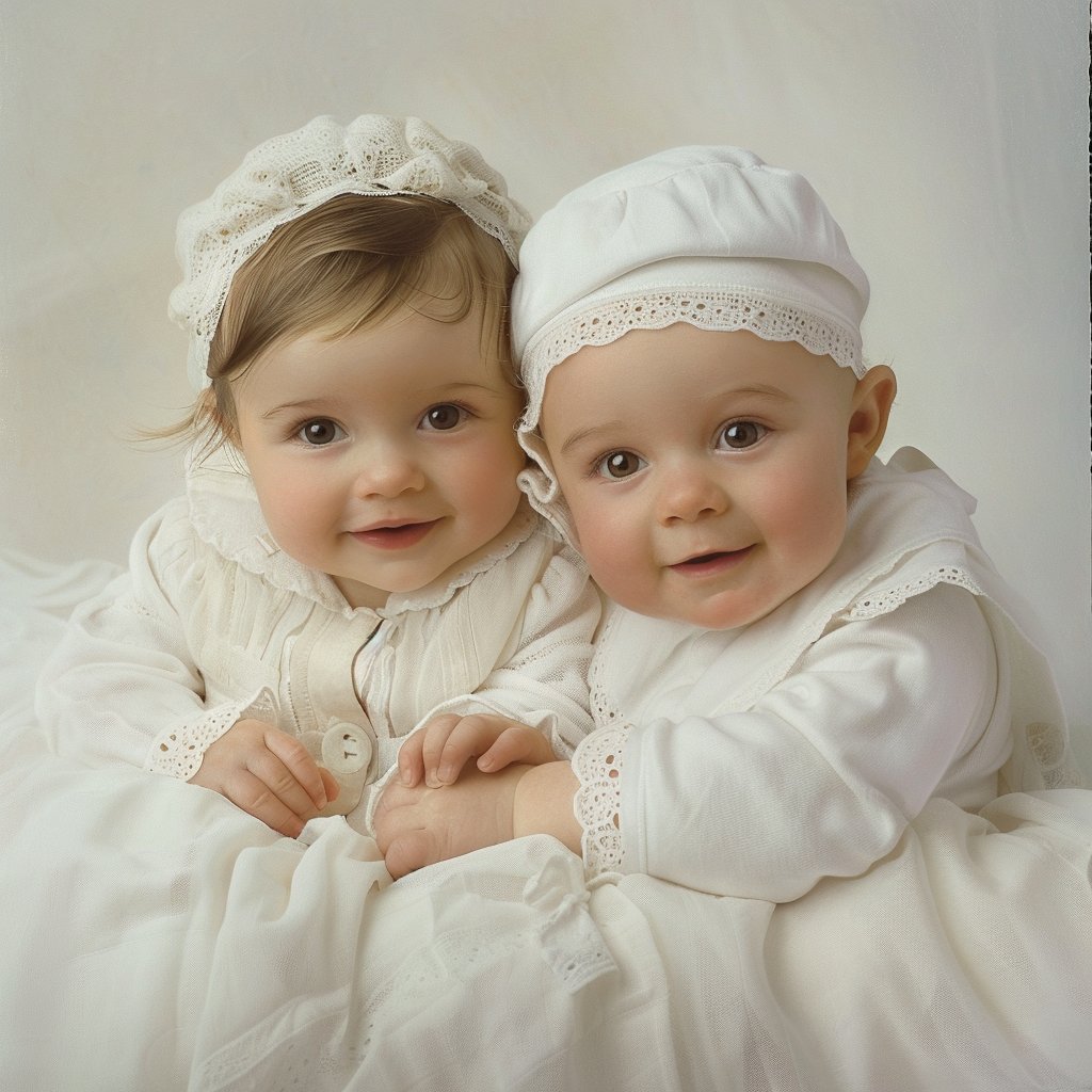 Babybekleidung für Taufe in Creme und Weiß