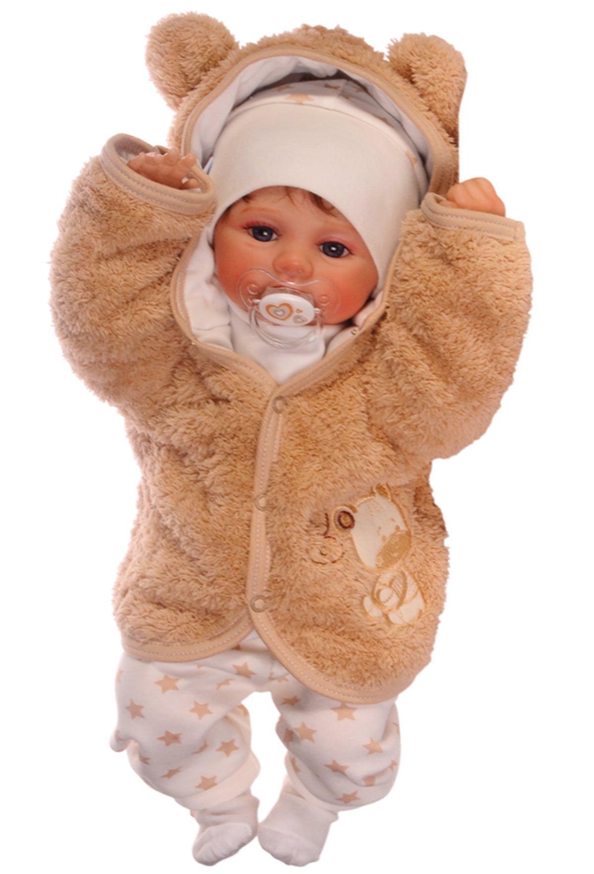 Baby Jacke in beige mit Bärchen Fleece Jäckchen
