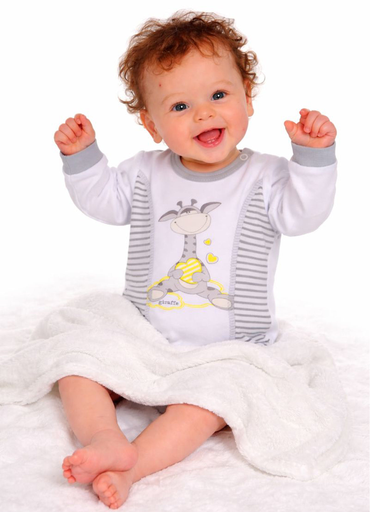 Body langarm in Weiß gestreift mit Giraffe Aufdruck