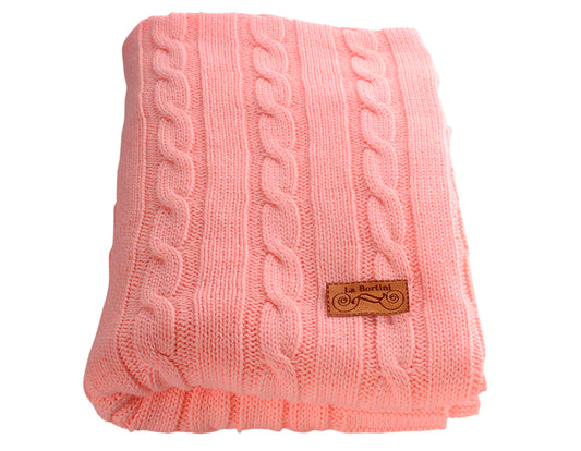 Baby Decke Strickdecke 65x95cm in Pfirsichrosa aus Baumwolle