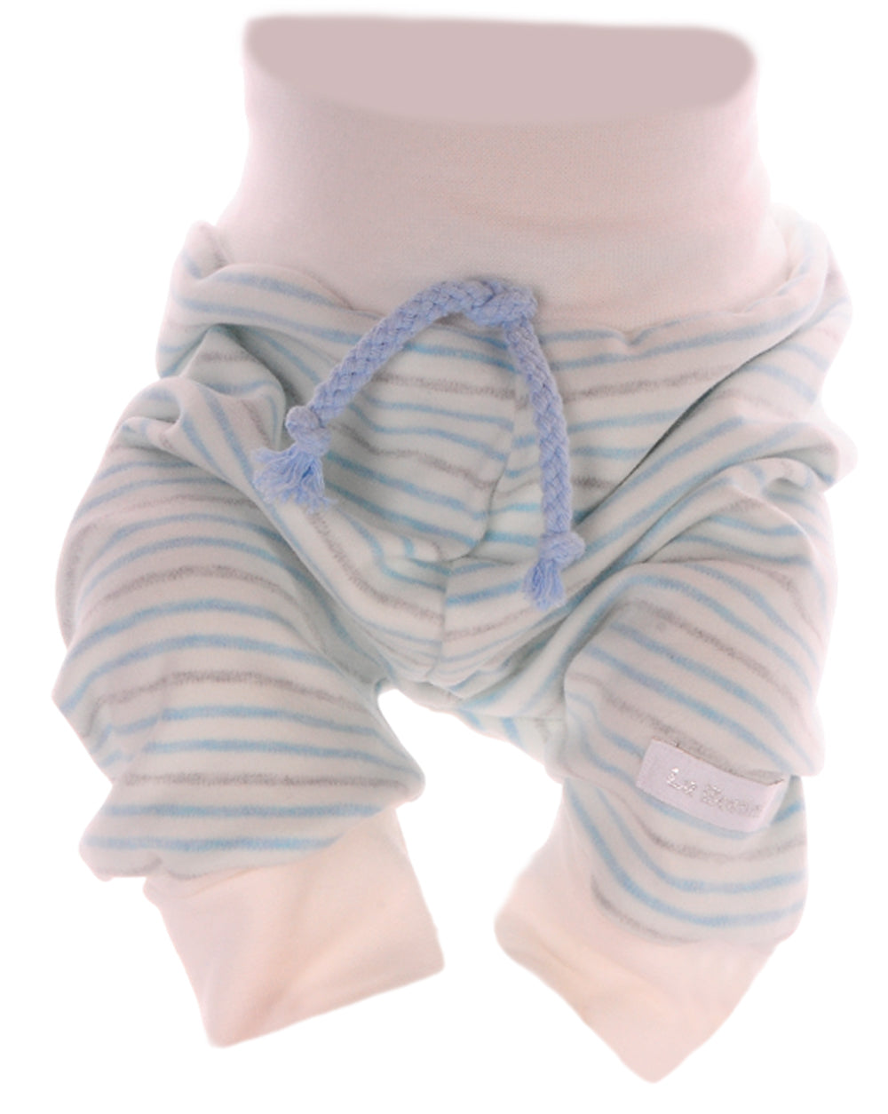 Baby Hose geringelt Mitwachshose in Creme Blau