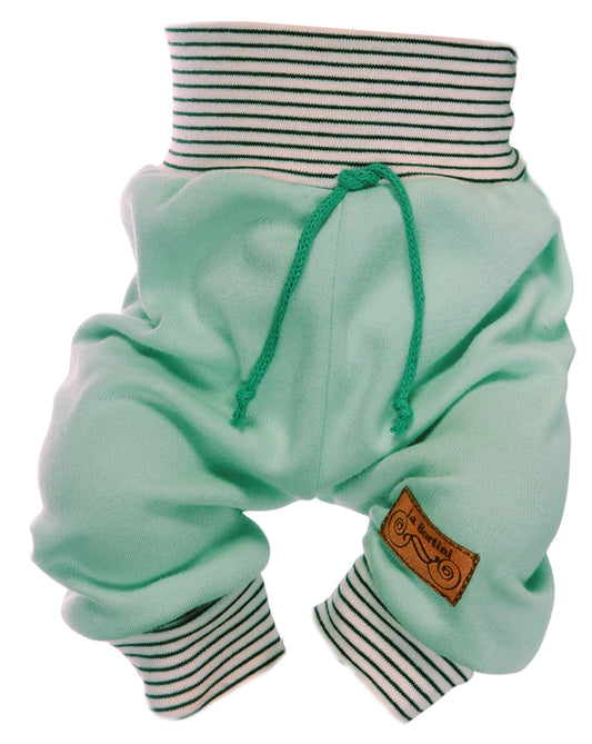 Baby Hose in Gelb Mitwachshose gestreift Mintgrün