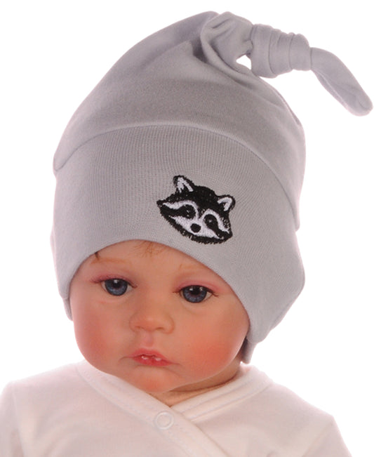 Baby Mütze Knotenmütze für Neugeborene in Grau