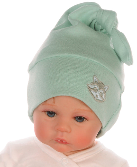 Baby Mütze Knotenmütze für Neugeborene in Mintgrün