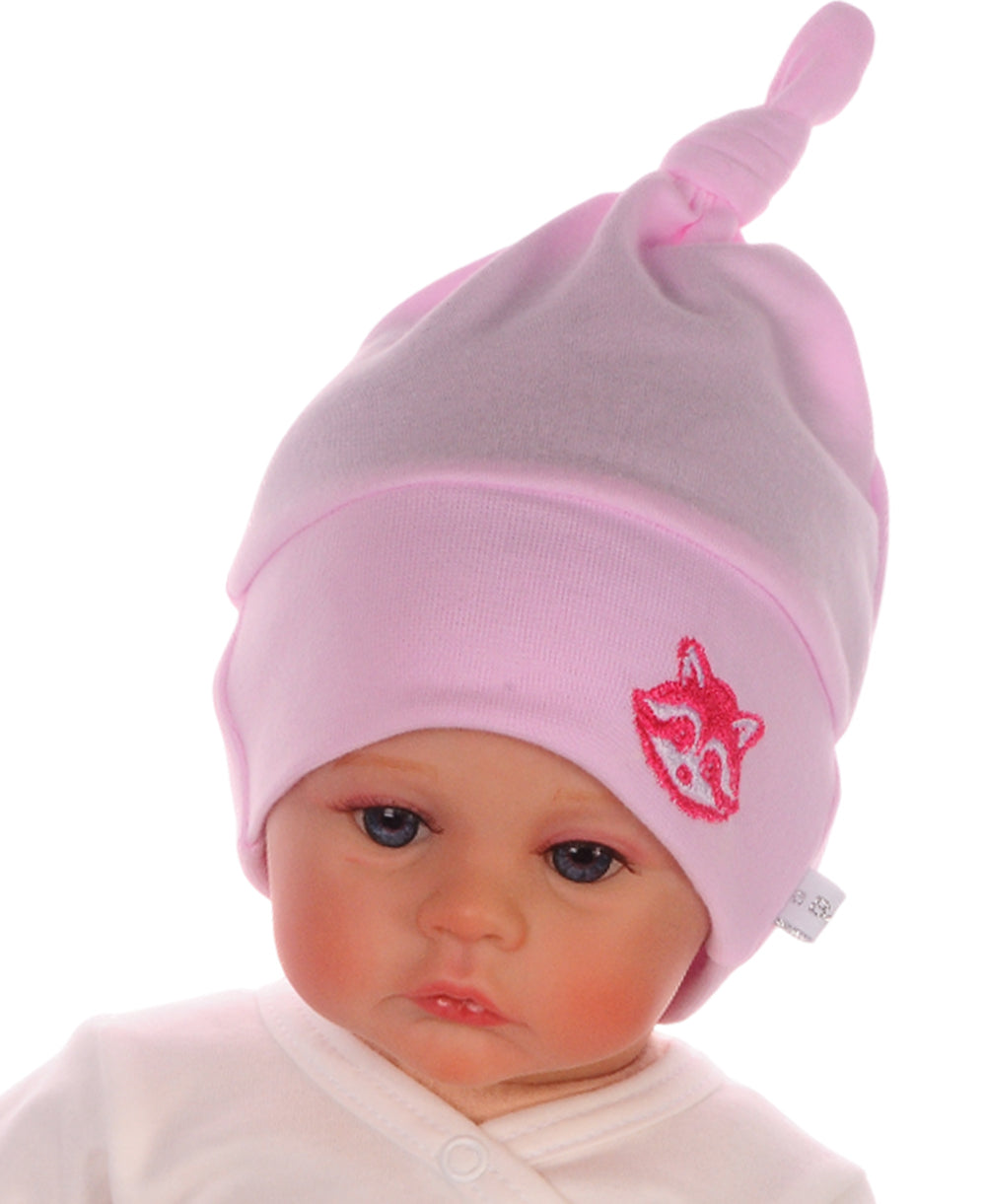 Baby Mütze Knotenmütze für Neugeborene in Rosa