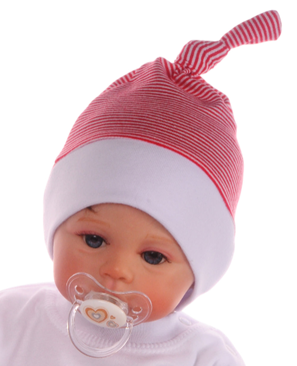 Baby Anzug für Weihnachten Wickelbody Hose Mütze Socken Set in Rot gestreift