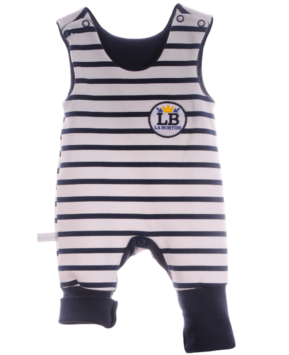 Baby Anzug 2-teilig in Weiß-Blau Strampler und Langarmshirt