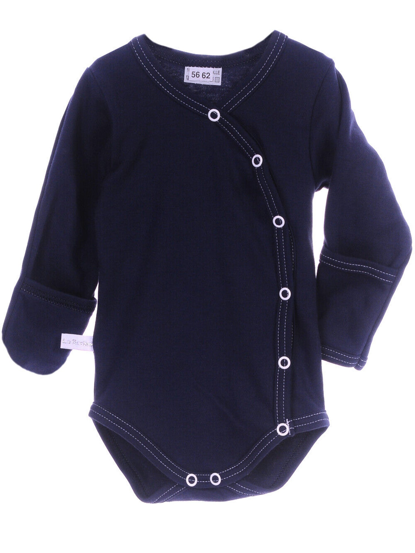 Baby Anzug Wickelbody mit Kratzschutz und Mitwachshose in Blau