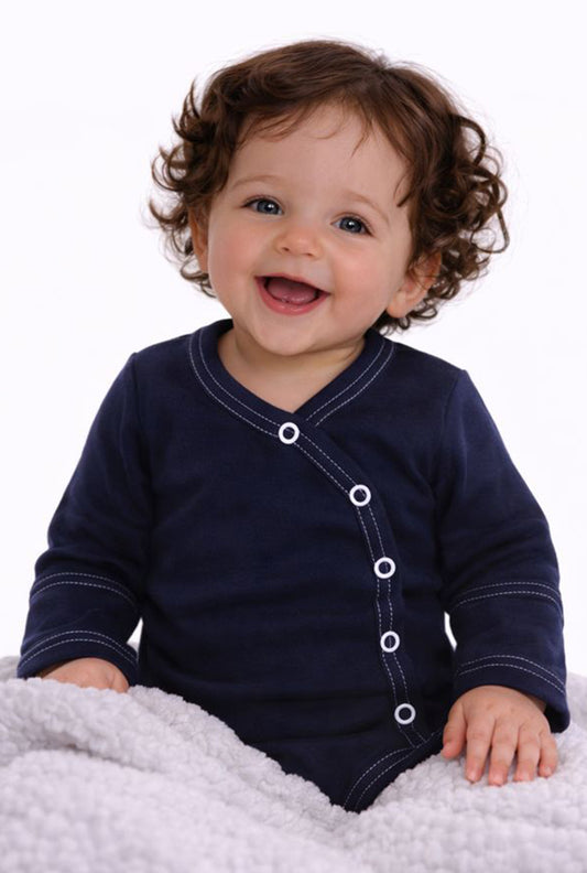 Wickelbody mit Kratzschutz in Dunkelblau Body langarm