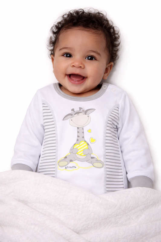 Body langarm in Weiß gestreift mit Giraffe Aufdruck