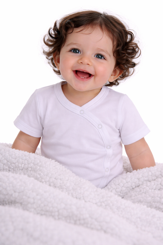 Baby Body Kurzarmbody Wickelbody in Weiß