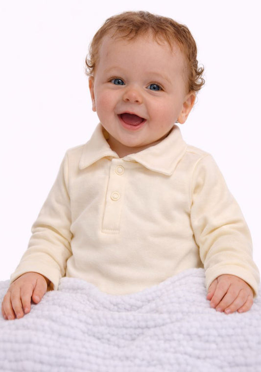 Baby Body in Creme für Jungen mit festlichm Kragen langarm