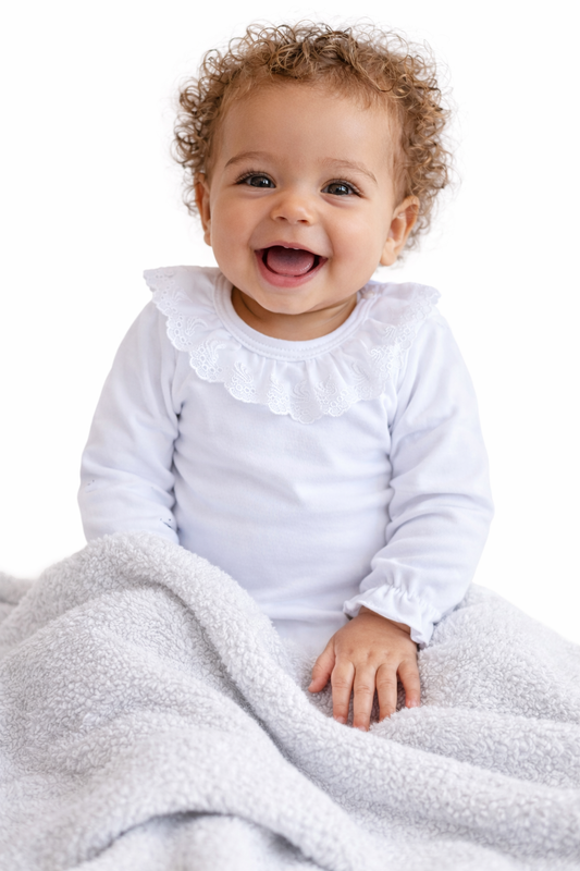 Body in Weiß mit festlichm Kragen langarm Baby