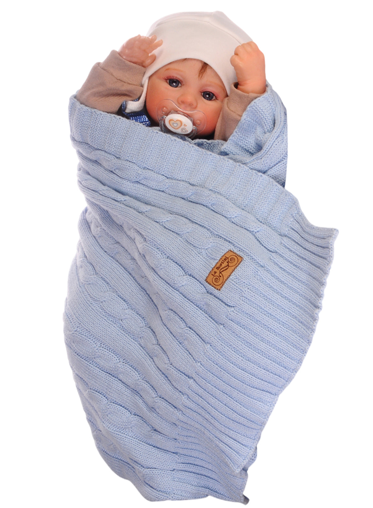 Baby Decke Strickdecke 65x95cm in Hellblau aus Baumwolle