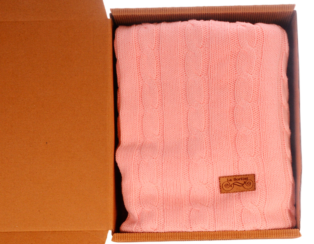 Baby Decke Strickdecke 65x95cm in Pfirsichrosa aus Baumwolle