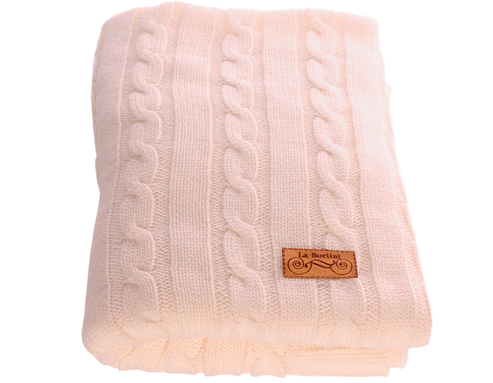 Baby Decke Strickdecke 65x95cm in Weiß aus Baumwolle