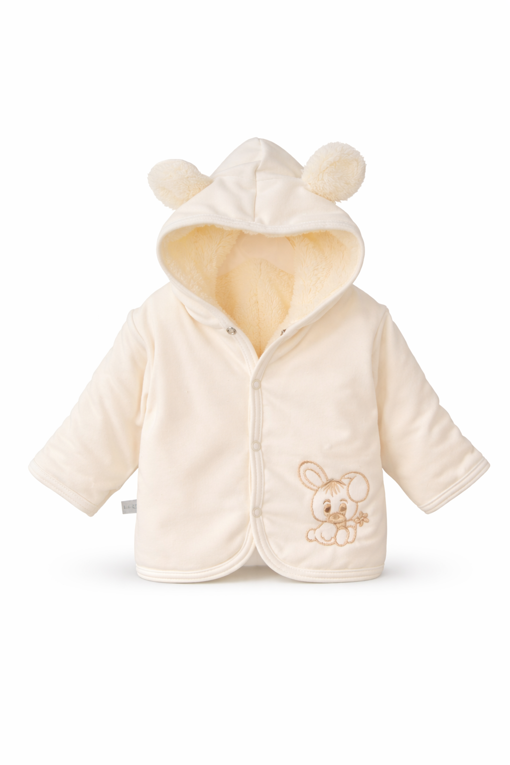 Baby Jacke Erstlingsjacke aus Fleece und Baumwolle in Creme