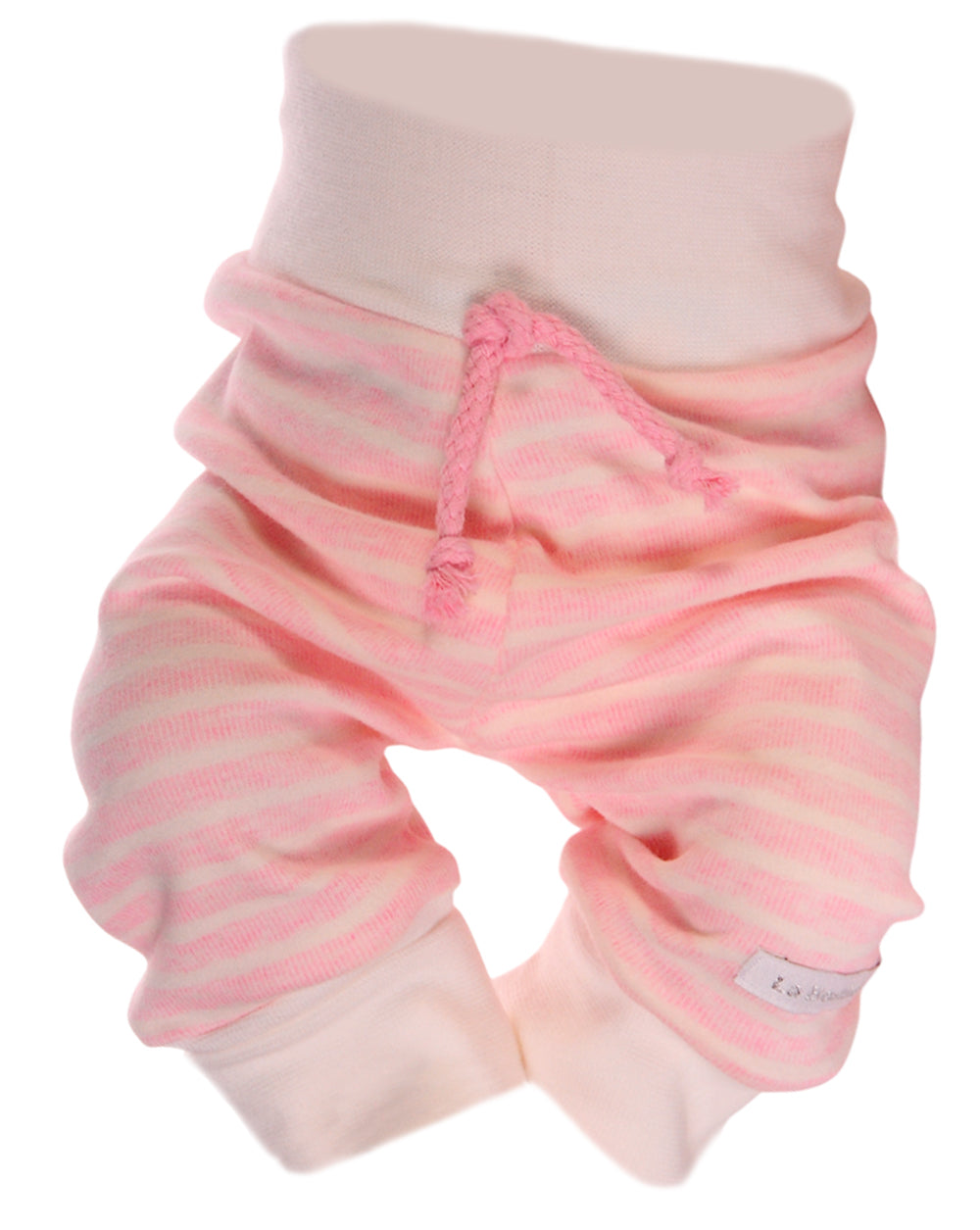 Baby Hose geringelt Mitwachshose in Creme Rosa