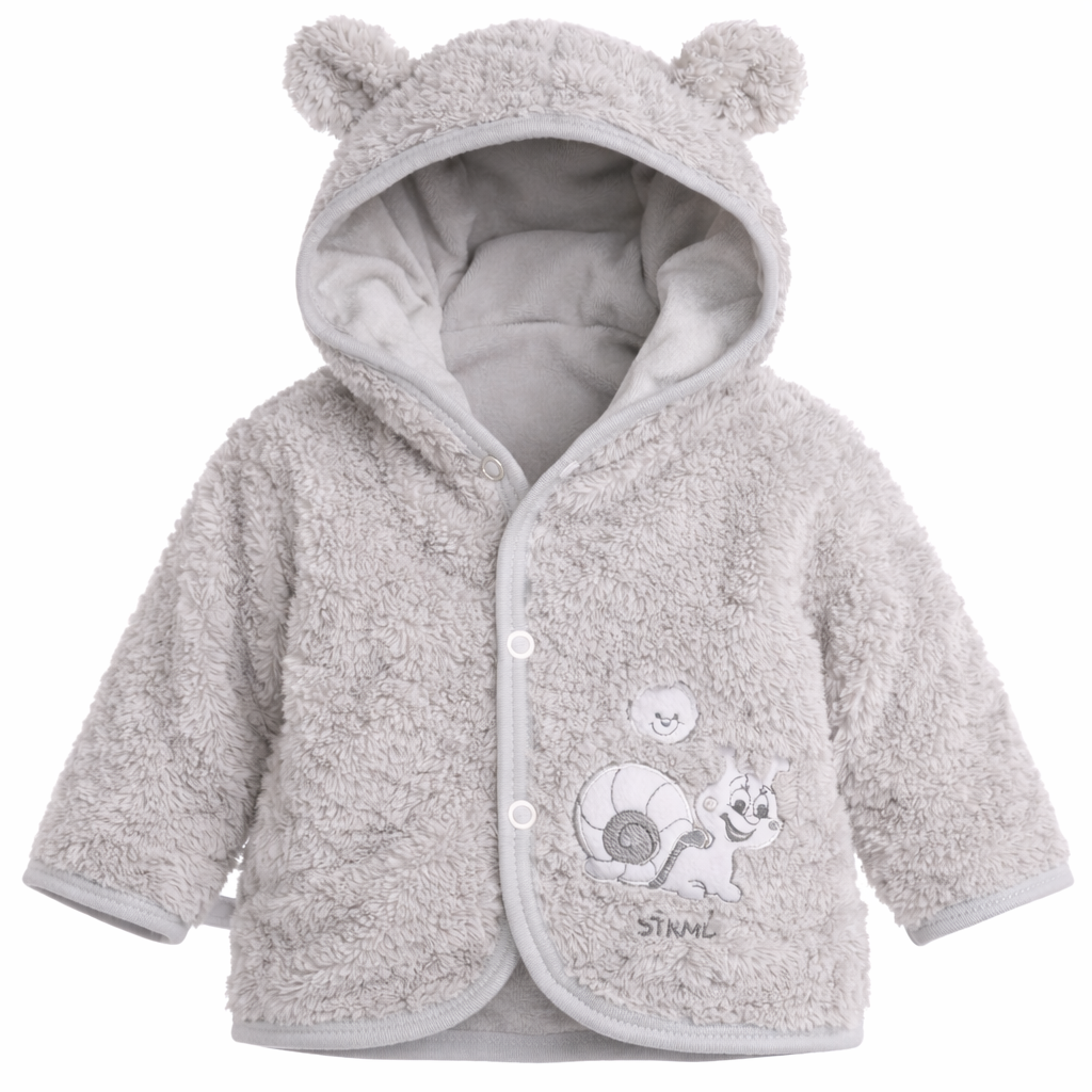 Baby Jacke in grau Fleece Jäckchen Erstlingsjacke gefüttert
